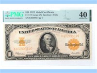 1922 $10 Gold Certificate Fr. 1173, PMG 40