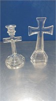 2 vintage glass crosses