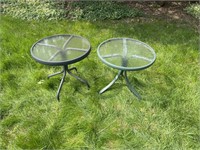 Two patio side tables Q