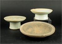 Antique Korea Celadon Pottery Offering Stands, Lid