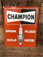 Original Double Sided Champion Spark Plug Tin Sign