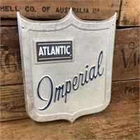 Original Atlantic Imperial Alloy Bowser Sign/Plate