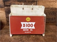 Original Shell X-100 Oil Rack & Screen Print Sign