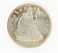Coin 1853 Ars & Rays, Liberty Seated Half $, VF