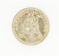 Coin 1857 Liberty Seated Half Dime, Ch. AU