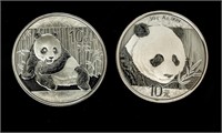 Coin 2015 & 2018 China Panda Proof Silver Rounds
