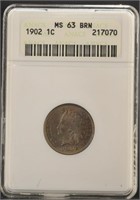 US Coins 1902 Indian Head Cent Graded MS63 Brown b
