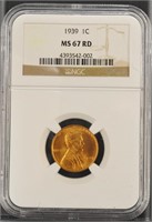 US Coins 1939 Lincoln Cent graded MS67 Red by NGC