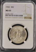 US Coins 1943 Walking Liberty Half Dollar graded M