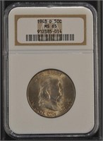 US Coins 1948-D Franklin Half Dollar graded MS65 b