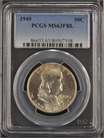 US Coins 1949 Franklin Half Dollar graded MS63FBL