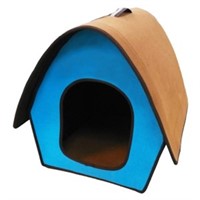 Folding Zip-Up Pet Home Blue Curved Roof