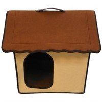 Folding Zip-Up Pet Home Brown Stand Roof