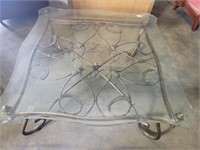 Glass Top & Wrought Iron Coffee Table 42x19"H