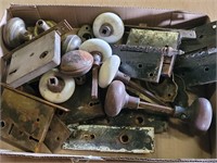 Flat of Antique Door Parts - Knobs & Hardware