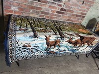 LG Wood Scene Deer Tapestry 50W X 72"L