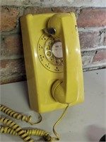 Vintage Rotary Yellow Wall Telephone