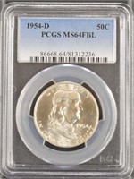 US Coins 1954-D Franklin Half Dollar graded MS64FB