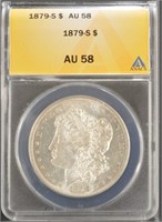US Coins 1879-S Morgan Silver Dollar Graded AU58 b