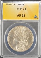 US Coins 1884-O Morgan Silver Dollar Graded AU58 b