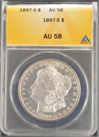 US Coins 1897-S Morgan Silver Dollar Graded AU58 b