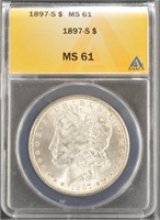 US Coins 1897-S Morgan Silver Dollar Graded MS61 b