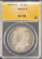 US Coins 1904-O Morgan Silver Dollar Graded AU58 b