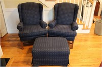 King Hickory Furniture Wingback chairs w/ Ottoman