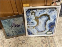 2 pc Blue Abstract Art