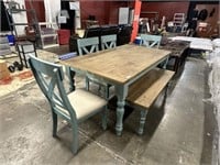 Farm Style Table With Chairs & Bench