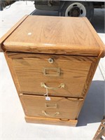 2 Drawer Oak Wood File Cabinet