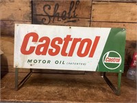 12 Bottle Castrol Oil Bottle Rack & Tin Sign