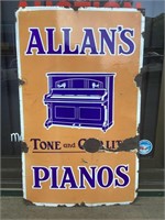 Original "Allans Pianos" Enamel Sign - Pitt St Syd