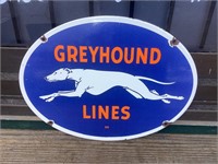 Original Greyhound Lines Oval Enamel Sign