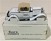 NIB ERTL See's Candies 1930 Ford A Roadster Bank