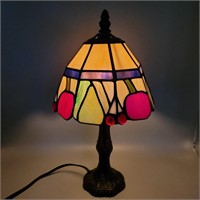 CHEERY, PEAR & APPLE TIFFANY STYLE DESK LAMP 12"