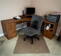 Desk and chair and contents