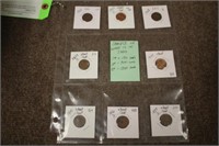 1 Sheet Of (2) Indian Head Cents & (6) Wheat Cents