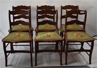 6  Needle Point Ladder Back Chairs