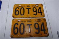 Pair 1942 Ontario Plates