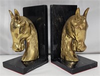 Pair of Brass and Marble Bookends