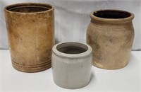 Collection of 3 Stoneware Crocks