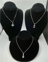 3 Nice Sterling Chains with Pendants