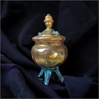Vintage Czech Glass Apothecary / Candy Jar in