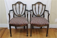 Pair of Carved Shield Back Chairs