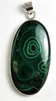 Large Sterling Malachite Pendant from Congo 31 Gr