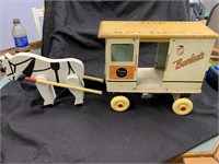 Vintage Borden's Dairy Horse Pulled Metal Wagon T