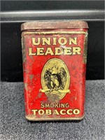 Vintage Union Leader Metal Pocket Tobacco Tin