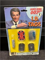1984 James Bond 007 I.D. Tags w/Metal Chain MOC