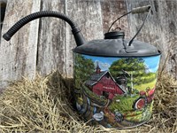 Vintage Gas Can Hand Painted Farm by Local Artist